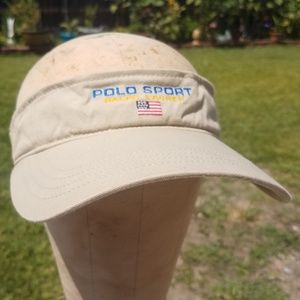 VTG 90s POLO SPORT Ralph Lauren USA Flag Visor Hat